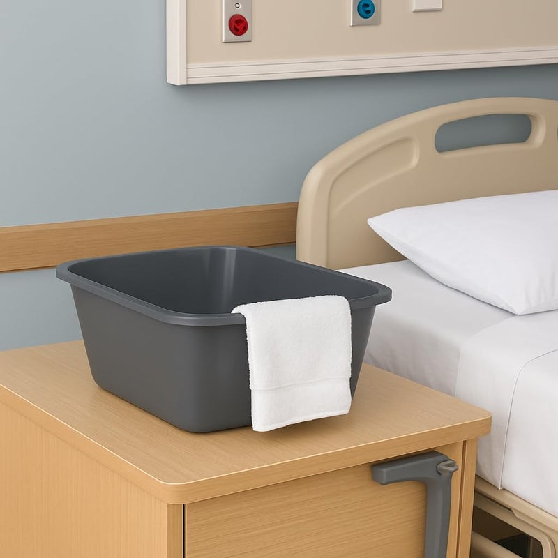 Vakly Wash Basins [2 Pack] – Rectangular Plastic 7-Quart Graduated Hospital Soaking Tub with Markings – Small Portable Washbasin for Face Washing, Cleaning, Foot Bath, Dishes, Laundry & Bedside Care - Image 3